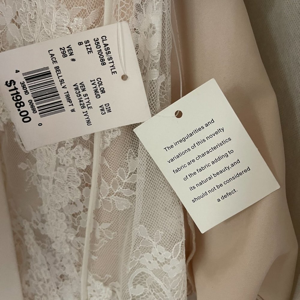 White by Vera Wang Bell Sleeve Lace Wedding Dress - Picture 5 of 5